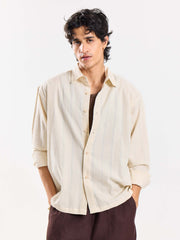 Relaxed Fit Cream Textured Shirt